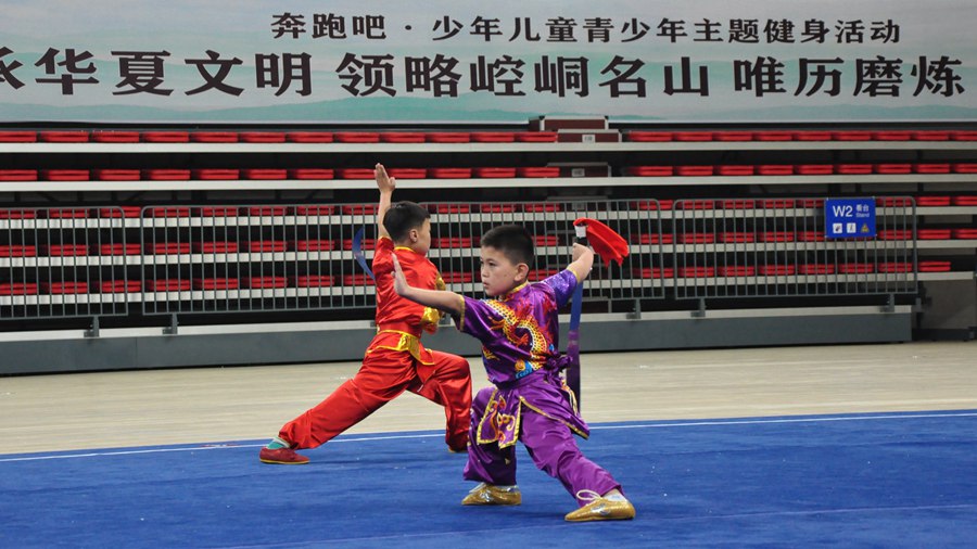 第三屆“甘小俠”西北五省區(qū)青少年演武大會在平?jīng)鍪虚_幕。甘肅省體育局供圖