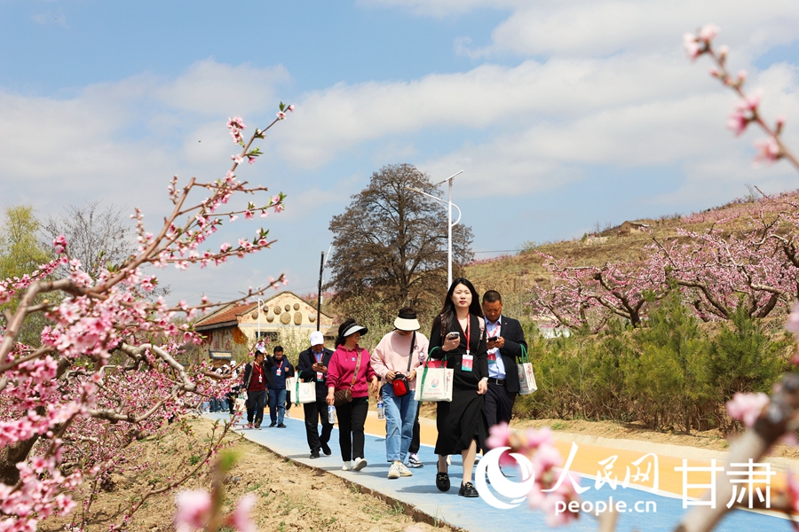 4月12日，游客在桃園中賞花游玩。人民網(wǎng)記者 王文嘉攝